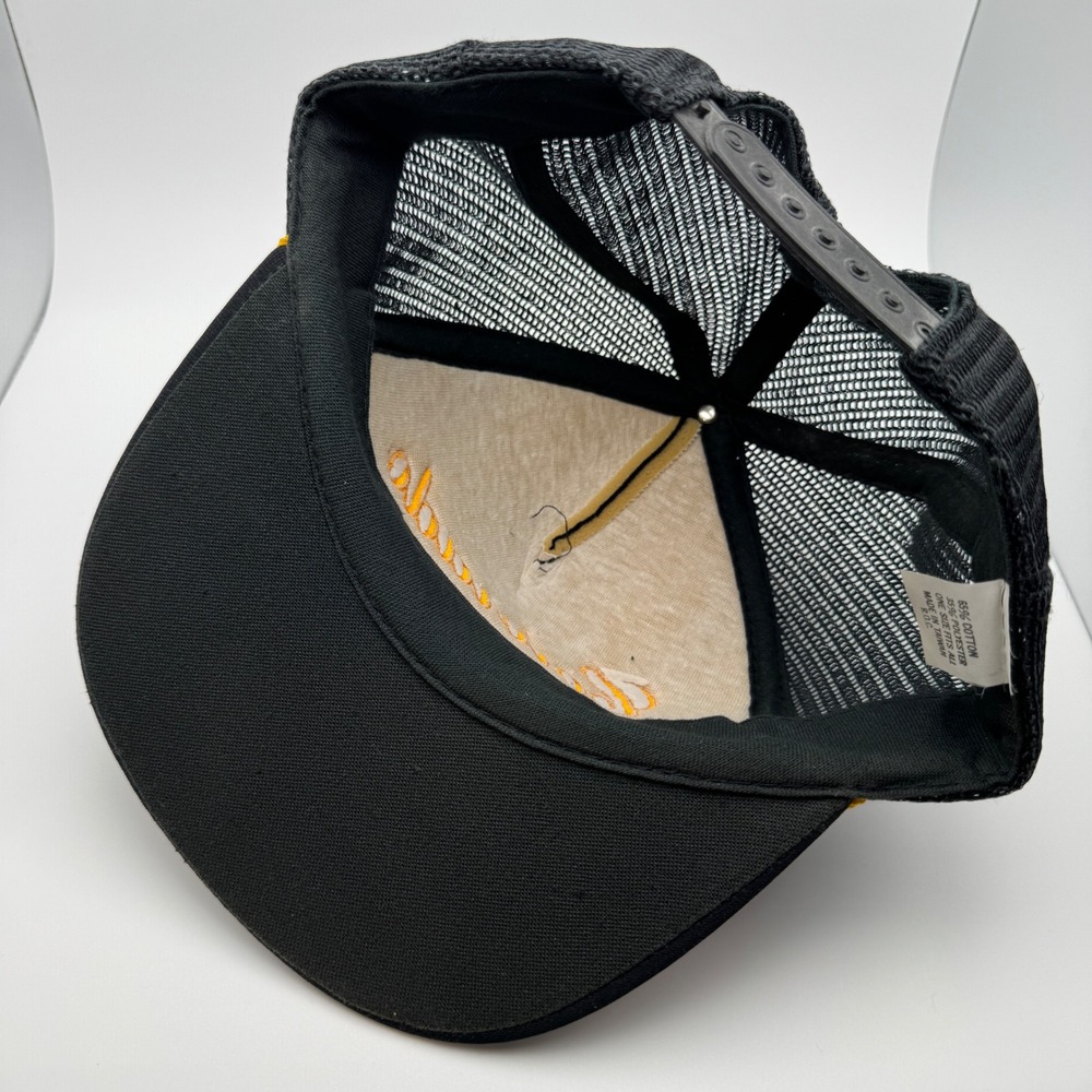 Vtg Colorado SCRIPT Trucker Hat OSFA Black Yellow Scrambled Eggs Mesh Snapback - Picture 10 of 12
